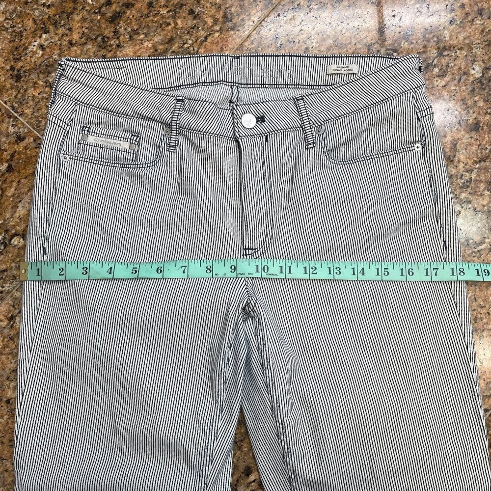 Calvin Klein Jeans Women Striped Black White Pants Skinny Ankle 5 Pockets Sz 31 - Picture 5 of 14